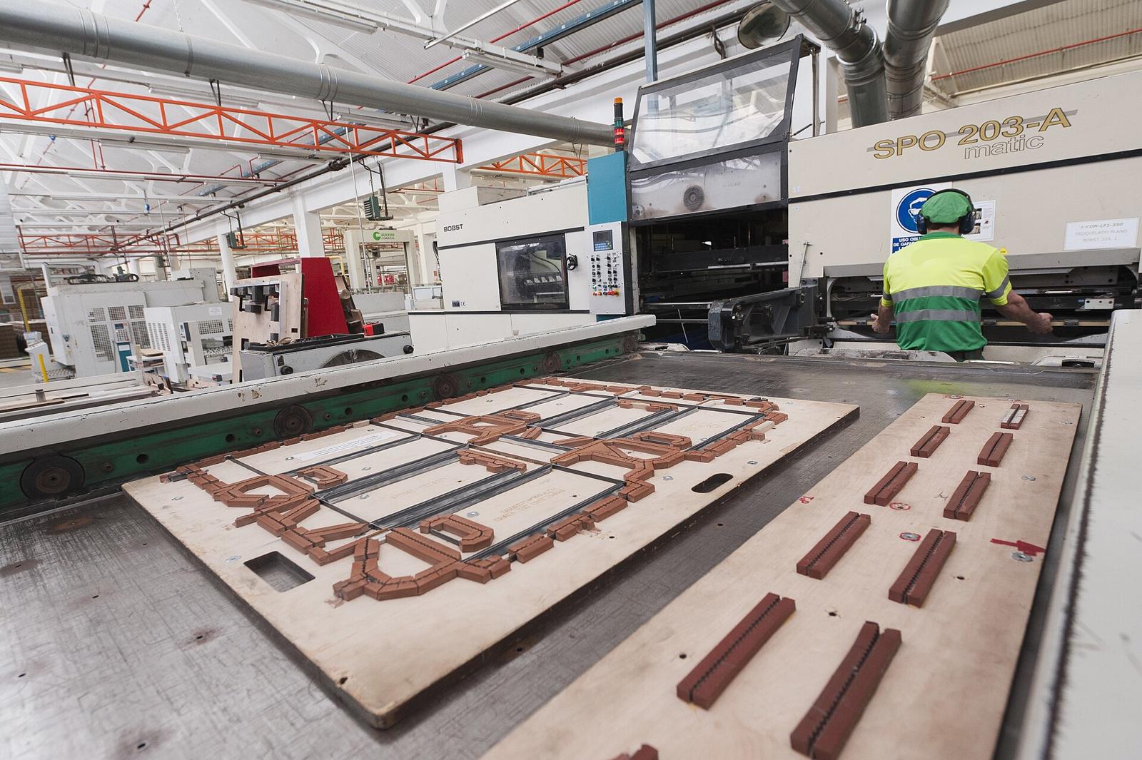 A flat-bed die-cutting forme on a converting machine